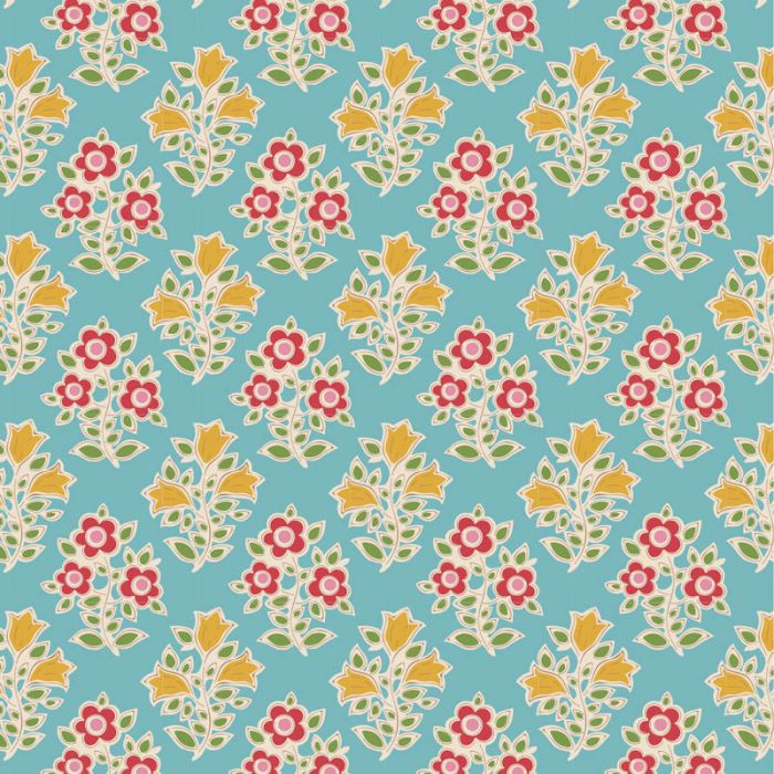 Tilda Jubilee Farm Flowers Teal