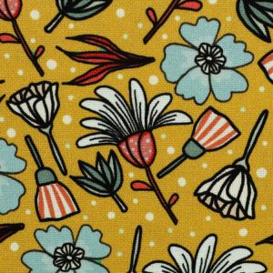 Swafing Canvas Garden Stories mit Blumen Senfgelb