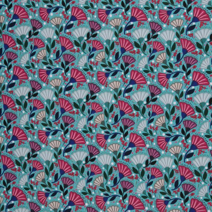 Swafing Canvas Garden Stories mit Blumen und Beeren Mint