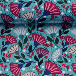 Swafing Canvas Garden Stories mit Blumen und Beeren Mint