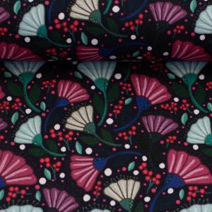 Swafing Canvas Garden Stories mit Blumen und Beeren Schwarz