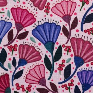 Swafing Canvas Garden Stories mit Blumen und Beeren Rosa