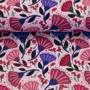 Swafing Canvas Garden Stories mit Blumen und Beeren Rosa