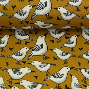 Swafing Canvas Garden Stories mit Vögeln Senfgelb