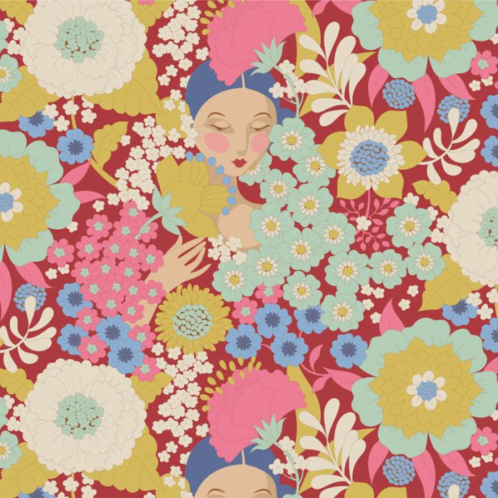 Tilda Wallflower Burgundy