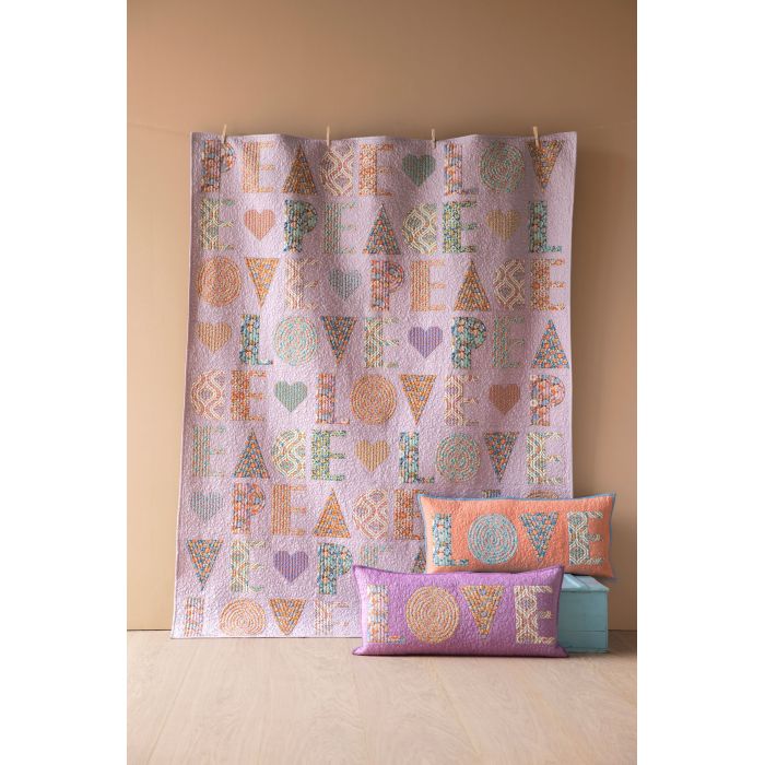 Tilda Quilt Kit Love and Peace Quilt Caramel Blue