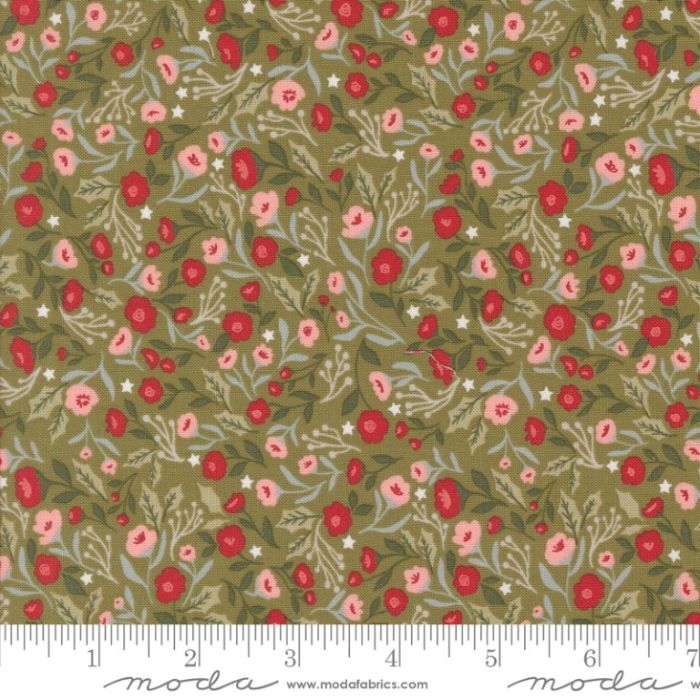 Moda Fabrics Berry and Pine Christmas Posies Florals Sage