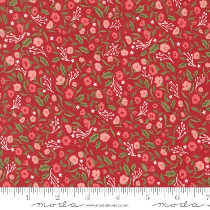 Moda Fabrics Berry and Pine Christmas Posies Florals Cranberry