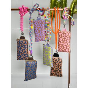 Taschenstoff Kunstleder Leopard Braun Blau Farbkombination