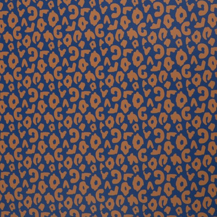 Leo Kunstleder Dunkelblau Terracotta Cherry Picking – Meterware für Taschen