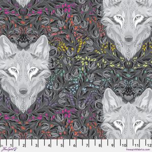 Tula Pink Graywork Wolf of Pink Street Carbon