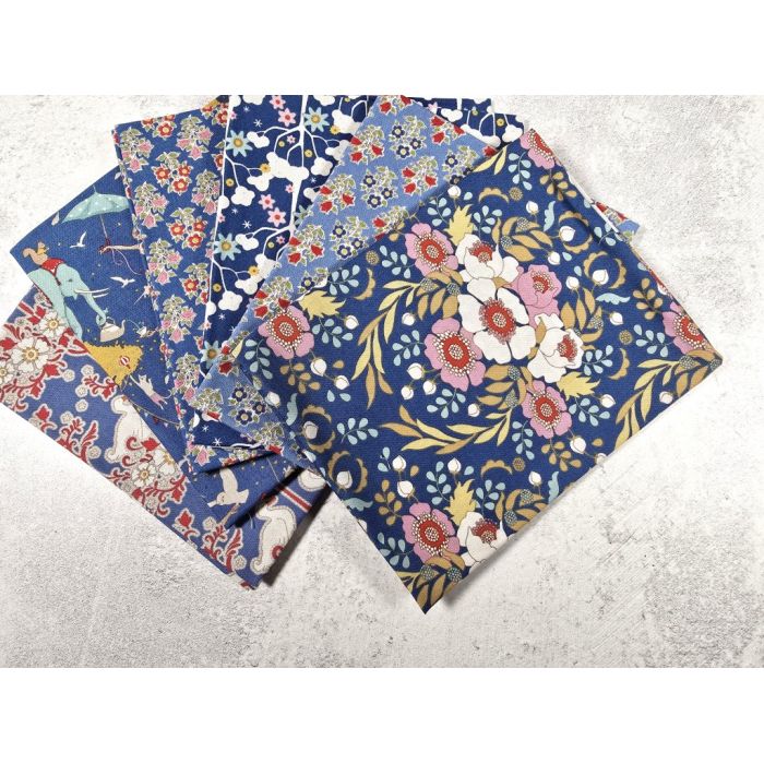 Tilda Fat Quarter Bundle Jubilee Farm Flowers Blue