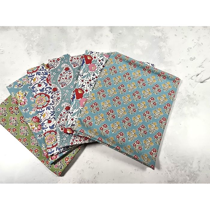 Tilda Fat Quarter Bundle Jubilee Farm Flowers Teal Green