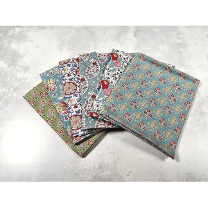 Tilda Fat Quarter Bundle Jubilee Farm Flowers Teal Green