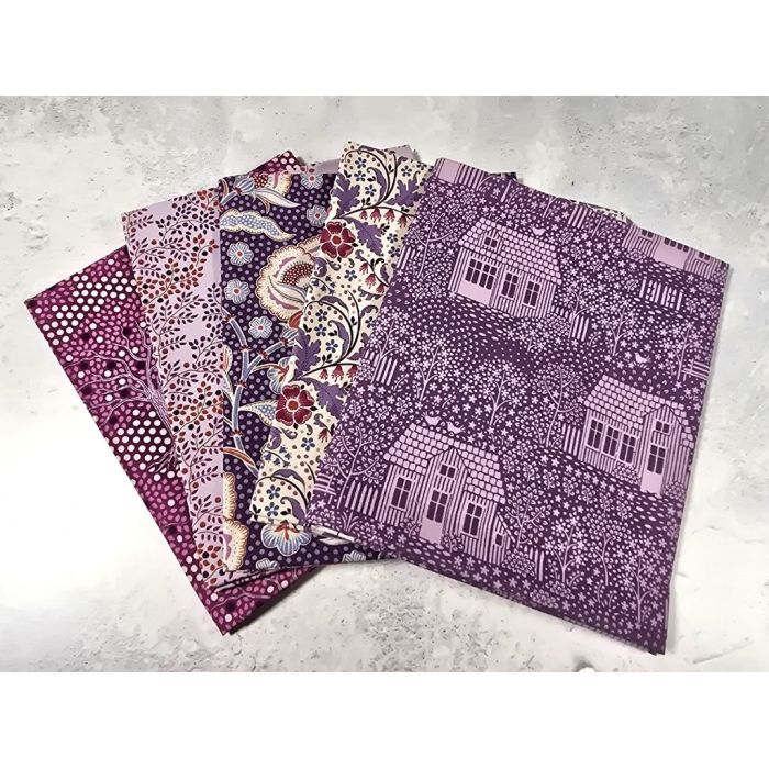Tilda Fat Quarter Bundle Hometown Neighbourhood Plum Grape