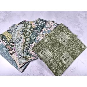 Tilda Fat Quarter Bundle Hometown Neighbourhood Green Teal