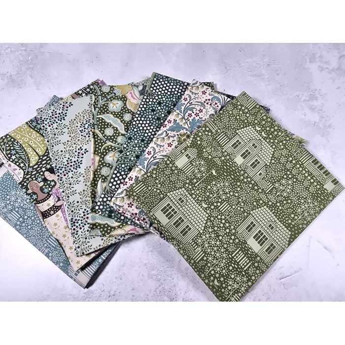 Tilda Fat Quarter Bundle Hometown Neighbourhood Green Teal