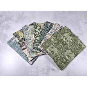 Tilda Fat Quarter Bundle Hometown Neighbourhood Green Teal