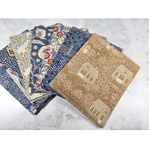 Tilda Fat Quarter Bundle Hometown Neighbourhood Blue Mustard