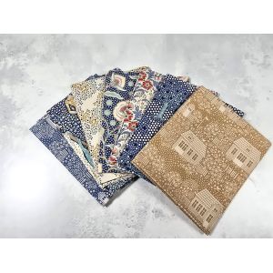 Tilda Fat Quarter Bundle Hometown Neighbourhood Blue Mustard