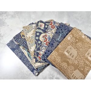 Tilda Fat Quarter Bundle Hometown Neighbourhood Blue Mustard