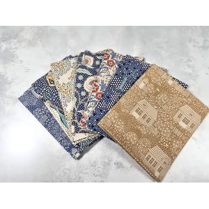 Tilda Fat Quarter Bundle Hometown Neighbourhood Blue Mustard