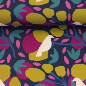 Swafing Canvas Birds and Trees Dunkelblau by Emjo Design