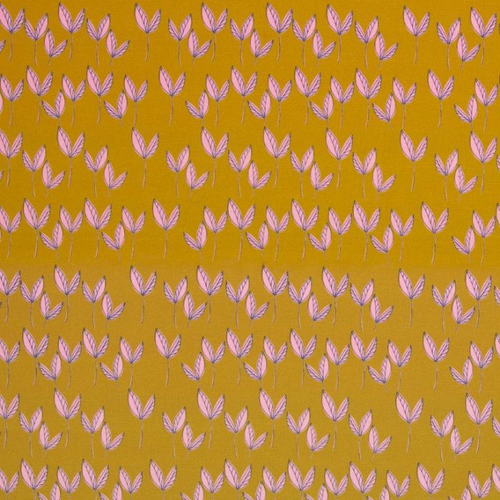 Swafing Canvas Dancing Leaves Senf by Emjo Design