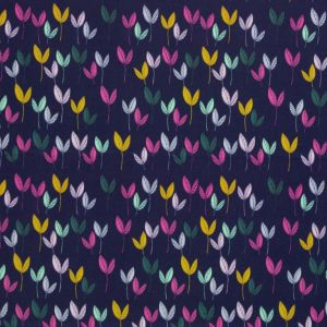 Swafing Canvas Dancing Leaves Dunkelblau by Emjo Design