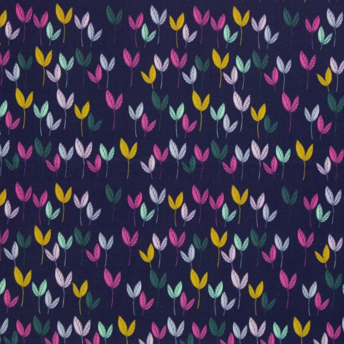 Swafing Canvas Dancing Leaves Dunkelblau by Emjo Design