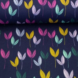 Swafing Canvas Dancing Leaves Dunkelblau by Emjo Design