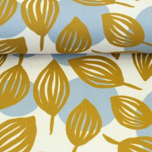 Swafing Canvas Dots and Leaves Naturweiß Senf by Emjo Design