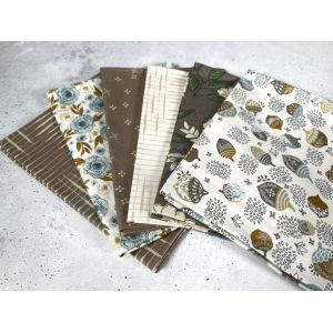 Moda Fabrics Fat Quarter Bundle Slow Stroll Walnut Natural