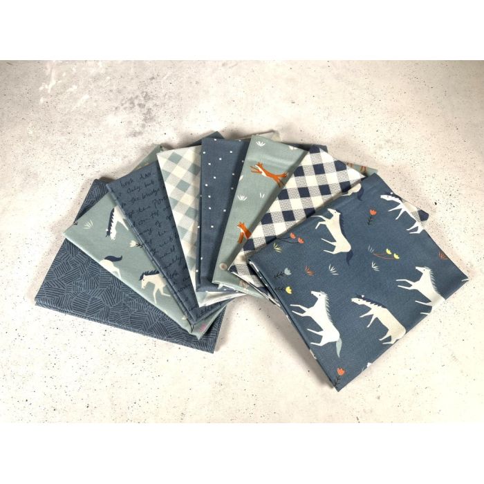 Moda Fabrics Fat Quarter Bundle Meander Navy Indigo