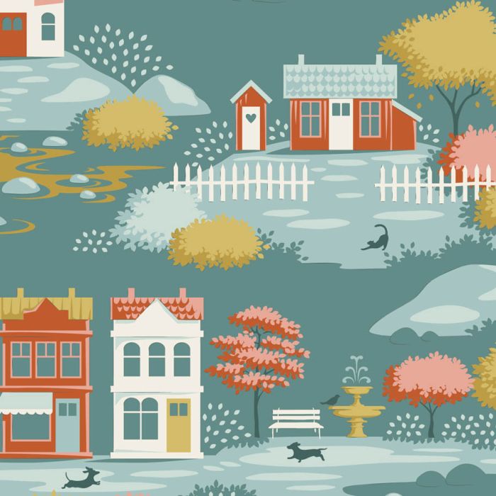Tilda Village Life Village Teal