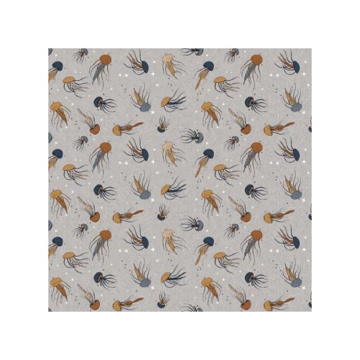 Figo Fabrics Calm Waters Jelly Fish Gray