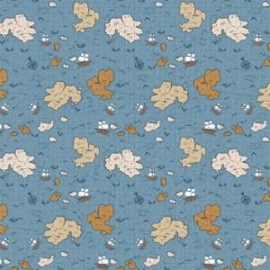 Figo Fabrics Calm Waters Map Blue