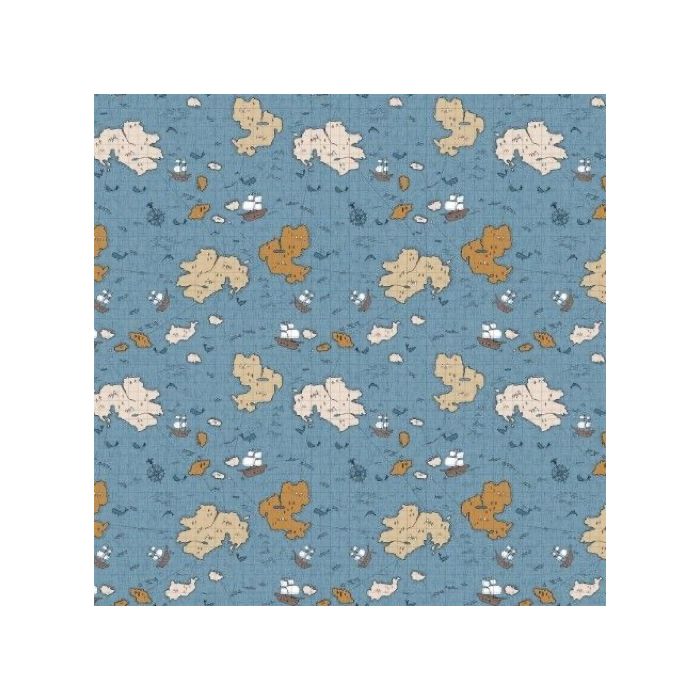 Figo Fabrics Calm Waters Map Blue