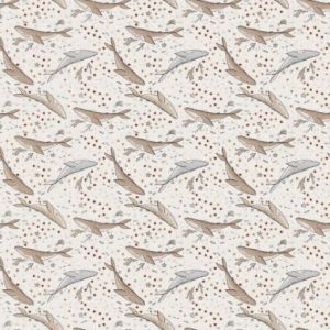 Figo Fabrics Calm Waters Whales Cream