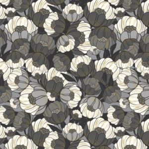 Cotton and Steel Early Twilight Wild Flora Dramatic Metallic