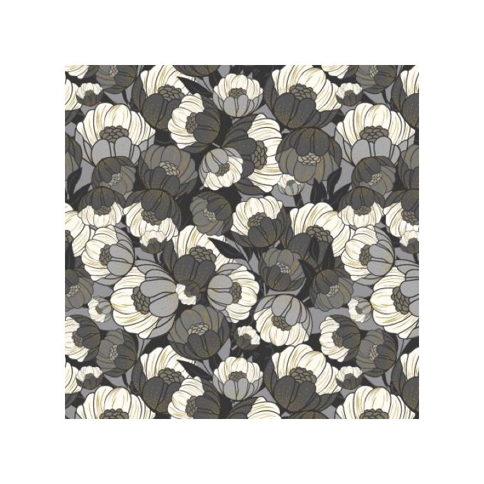 Cotton and Steel Early Twilight Wild Flora Dramatic Metallic