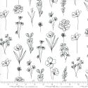 Moda Fabrics Illustrations Floral Doodle weiß