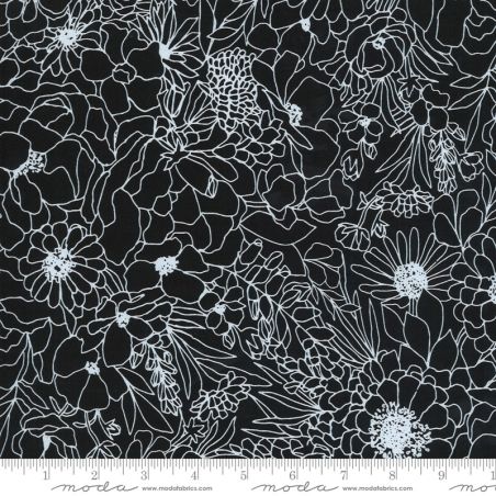 Moda Fabrics Illustrations Modern Florals schwarz