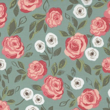 Moda Fabrics Love Note Roses in Bloom Floral Dusty Cloud