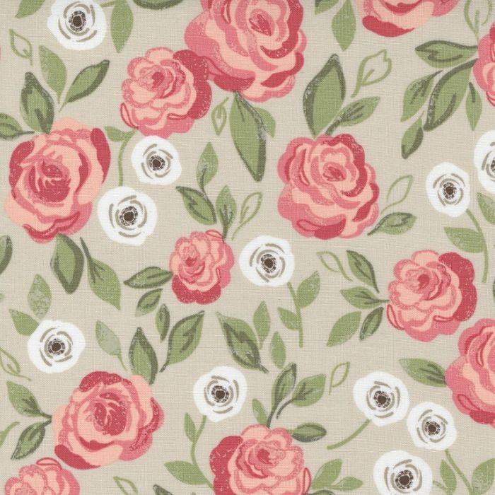 Moda Fabrics Love Note Roses in Bloom Floral Dove