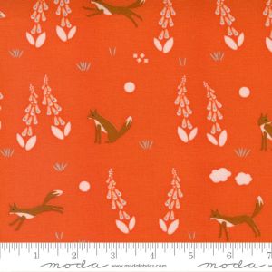 Moda Fabrics Meander Foxes Geranium mit Füchsen