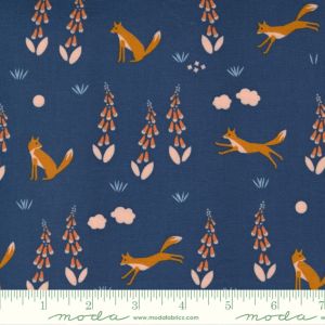 Moda Fabrics Meander Foxes Navy mit Füchsen