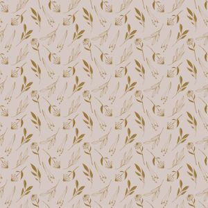 Figo Fabrics Martha Floral Grau mit goldenen Blumen