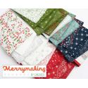 Moda Fabrics Merrymaking Bais Snowflake Metallic Evergreen