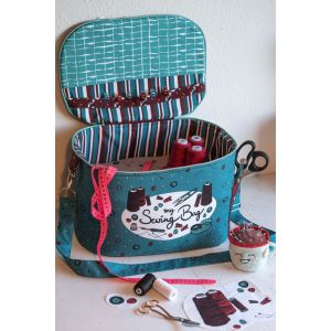 Swafing Canvas Panel DIY-Set My Sewing Bag Petrol Bordeaux